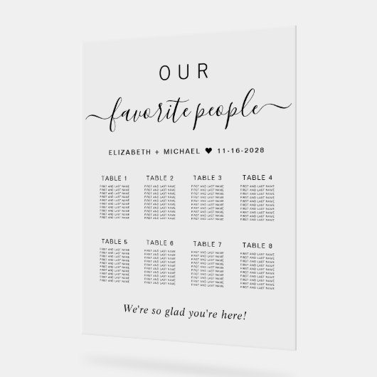 Elegant Script 8 Tafel Trouwstoel Grafiek Acryl Bord (Hoek)