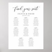Elegant Script 8 Tafels Welkom Zitschema Poster (Voorkant)