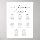 Elegant Script 8 Tafels Welkom Zitschema Poster (Voorkant)