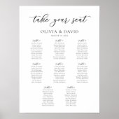 Elegant Script 8 Tafels Welkom Zitschema Poster (Voorkant)