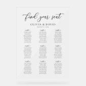 Elegant Script 9 tafel Zitting Grafiek Acryl Teken Bord (Voorkant)