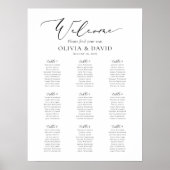 Elegant Script 9 Tafels Welkom Zittingkaart Poster (Voorkant)