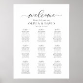 Elegant Script 9 Tafels Welkom Zittingkaart Poster (Voorkant)