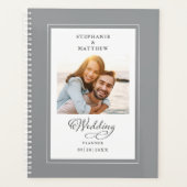 Elegant script aangepast foto grijs witbruiloft planner (Voorkant)