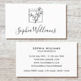 Elegant script aangepast logo modern wit visitekaartje