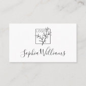 Elegant script aangepast logo modern wit visitekaartje (Voorkant)