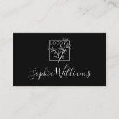 Elegant script aangepast logo modern zwart visitekaartje (Voorkant)