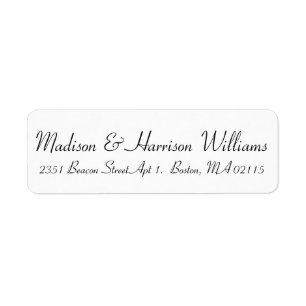 Elegant Script Aangepast zwart-wit retouradres Etiket