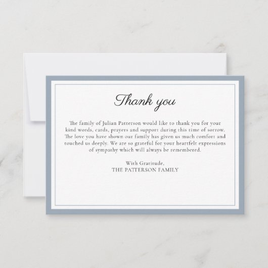 Elegant Script Aangepaste bericht begrafenisfoto Bedankkaart (Voorkant)