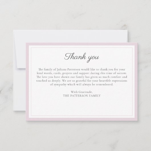 Elegant Script Aangepaste bericht begrafenisfoto Bedankkaart (Voorkant)