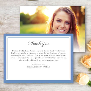Elegant Script Aangepaste bericht begrafenisfoto Bedankkaart