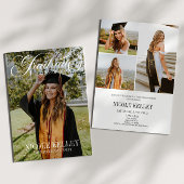 Elegant Script Aangepaste Foto Afstuderen Kaart