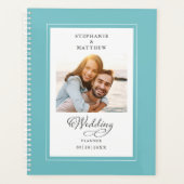 Elegant script Aangepaste foto Aqua White Wedding Planner (Voorkant)