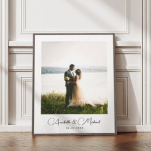Elegant script aangepaste foto bruiloft canvas afdruk