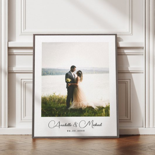 Elegant script aangepaste foto bruiloft canvas afdruk