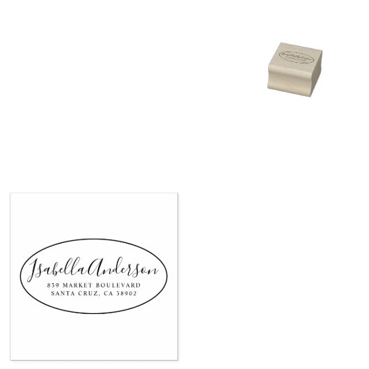 Elegant script | Aangepaste naam en retouradres Ov Rubberstempel (Gestempeld)