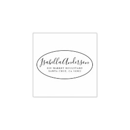 Elegant script | Aangepaste naam en retouradres Ov Rubberstempel