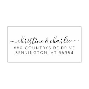Elegant script aangepaste namen retouradres rubberstempel