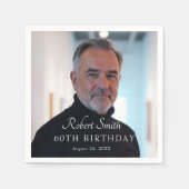 Elegant Script Aangepaste verjaardagsfoto Servet (Voorkant)