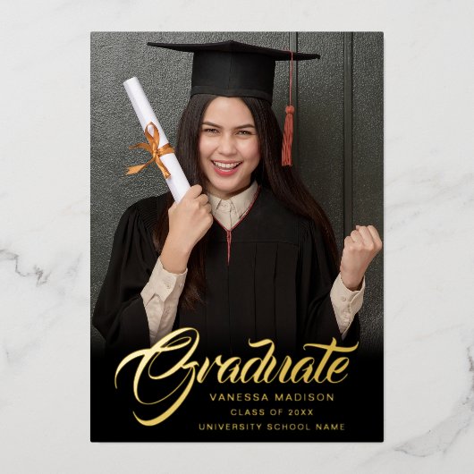 Elegant script | Aankondiging van moderne Afstudee (Voorkant)