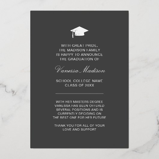 Elegant script | Aankondiging van moderne Afstudee (Achterkant)