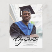 Elegant script | Aankondiging van moderne Afstudee Briefkaart (Voorkant)