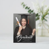 Elegant script | Aankondiging van moderne Afstudee Briefkaart (Staand voorkant)