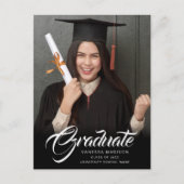 Elegant script | Aankondiging van moderne Afstudee Briefkaart (Voorkant)