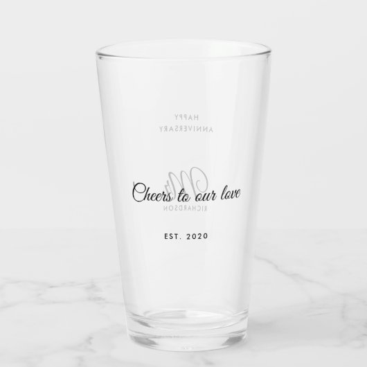 Elegant Script achternaam de heer Jubileum Glas (Achterkant)