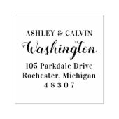 Elegant Script Achternaam Monogram Retouradres Zelfinktende Stempel (Design)