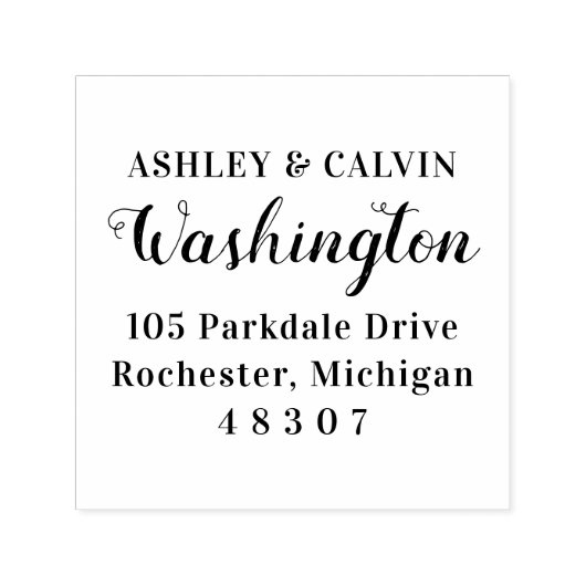 Elegant Script Achternaam Monogram Retouradres Zelfinktende Stempel (Design)