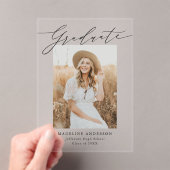 Elegant Script Acryl Afstuderen aankondiging (Insitu (Draagbaar))