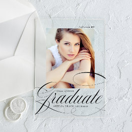 Elegant Script Acryl Afstuderen aankondiging