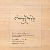 Elegant Script Acrylic Annual Holiday Party Acryl Uitnodigingen (Voorkant)