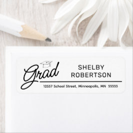 Elegant Script Afstudeerder Afstuderen retouradres Etiket
