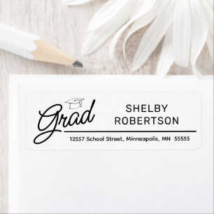 Elegant Script Afstudeerder Afstuderen retouradres Etiket