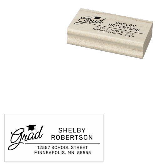 Elegant Script Afstudeerder Afstuderen retouradres Rubberstempel (Gestempeld)
