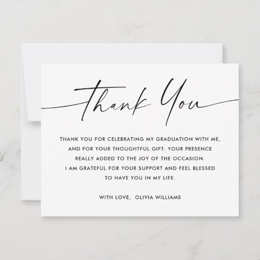 Elegant script afstudeerder foto afstuderen afstud bedankkaart (Achterkant)