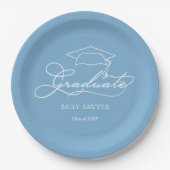 Elegant Script Afstudeerder Pet Powder Blue Afstud Papieren Bordje (Voorkant)