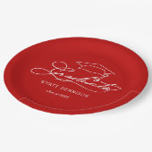 Elegant Script Afstudeerder Pet Scarlet Red Afstud Papieren Bordje (Gekanteld)