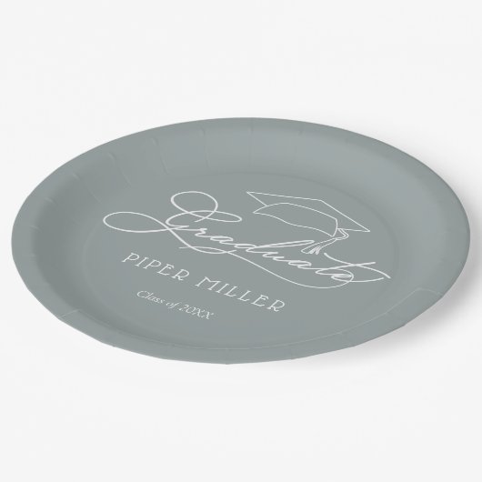 Elegant Script Afstudeerder Pet Silver Grey Afstud Papieren Bordje (Gekanteld)