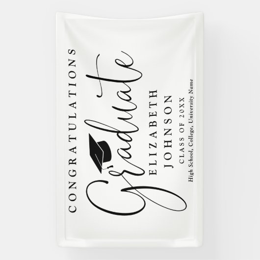 Elegant Script Afstudeerfeest Spandoek (Verticaal)
