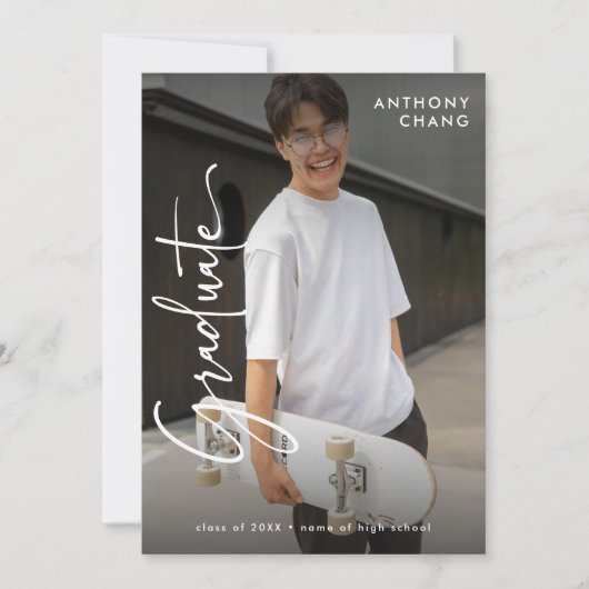 Elegant Script Afstuderen 4 Afstuderen voor fotoco Aankondiging (Voorkant)