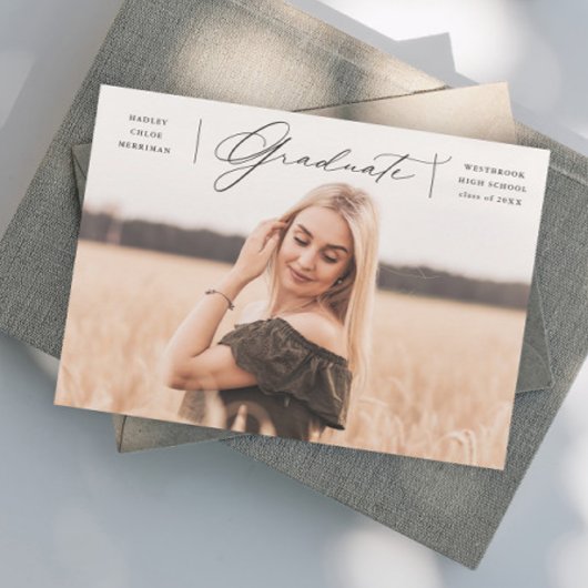 Elegant Script Afstuderen Afstuderen Foto Aankondiging