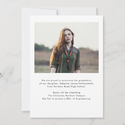 Elegant Script Afstuderen Afstuderen Foto Aankondiging (Achterkant)