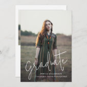 Elegant Script Afstuderen Afstuderen Foto Aankondiging (Voorkant / Achterkant)