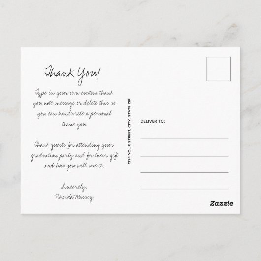 Elegant Script Afstuderen Bedankt Opmerking Briefkaart (Achterkant)