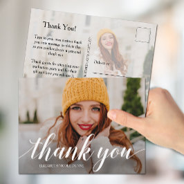 Elegant Script Afstuderen Bedankt Opmerking Briefkaart