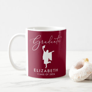 Elegant Script Afstuderen Burgundy Koffiemok