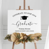 Elegant Script Afstuderen Congrats Modern White Poster
